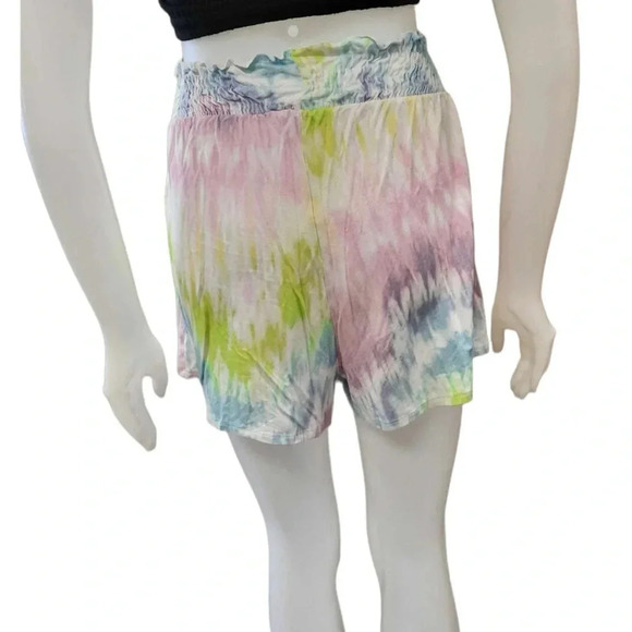 ASOS Tie Dye Smocked Waist High Rise  Shorts Size 6 - Picture 2 of 8